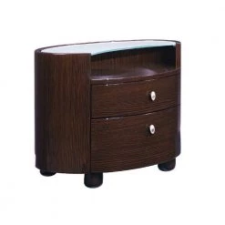Charlie 2-Drawers Wenge Nightstand 20 in. x 24 in. x 20 in. by HomeRoots