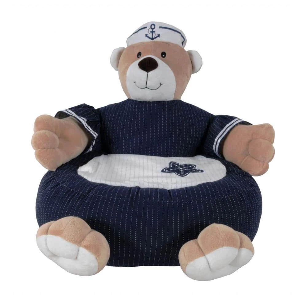 Jordan White Blue Navy Bear - Chair by HomeRoots 1 Jordan White Blue Navy Bear - Chair by HomeRoots