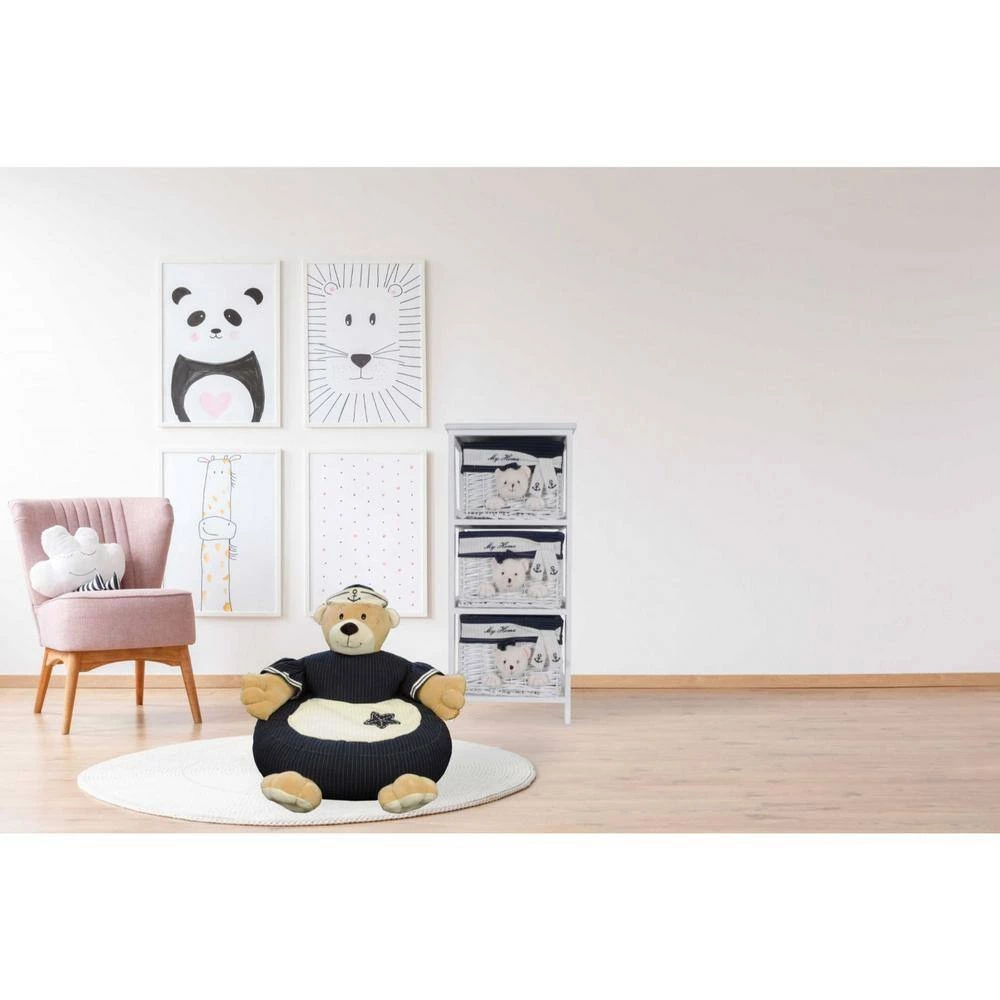 Jordan White Blue Navy Bear - Chair by HomeRoots 2 Jordan White Blue Navy Bear - Chair by HomeRoots - Image 2