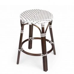 Amelia 24 in. H White and Brown Backless Rattan Bar Height (28-33 in.) Bar Stool by HomeRoots