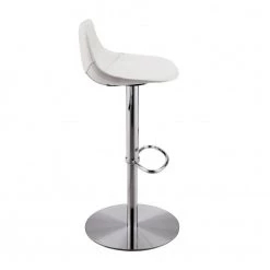 Amelia 39.57 in White with Brushed Stainless Steel Legs Bar Stool by HomeRoots -HomeRoots Sales white chrome homeroots bar stools 357502 4f 1000