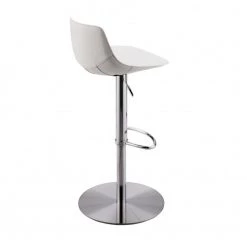 Amelia 39.57 in White with Brushed Stainless Steel Legs Bar Stool by HomeRoots -HomeRoots Sales white chrome homeroots bar stools 357502 e1 1000