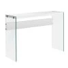 Jasmine 44 in. White Standard Rectangle Glass Console Table by HomeRoots