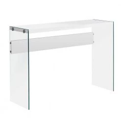 Jasmine 44 in. White Standard Rectangle Glass Console Table by HomeRoots