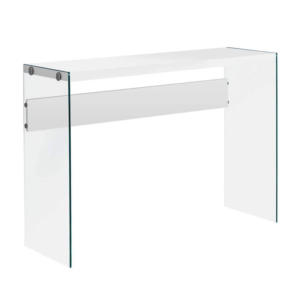 Jasmine 44 in. White Standard Rectangle Glass Console Table by HomeRoots 1 Jasmine 44 in. White Standard Rectangle Glass Console Table by HomeRoots