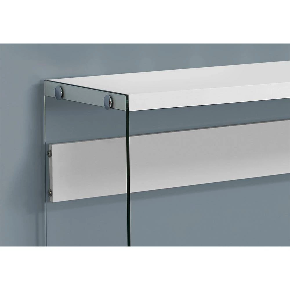 Jasmine 44 in. White Standard Rectangle Glass Console Table by HomeRoots 2 Jasmine 44 in. White Standard Rectangle Glass Console Table by HomeRoots - Image 2