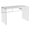 48 in. Rectangular White/Clear 1 Drawer Writing Desk with Built-In Storage by HomeRoots