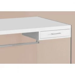 48 in. Rectangular White/Clear 1 Drawer Writing Desk with Built-In Storage by HomeRoots -HomeRoots Sales white clear homeroots writing desks 333411 c3 1000