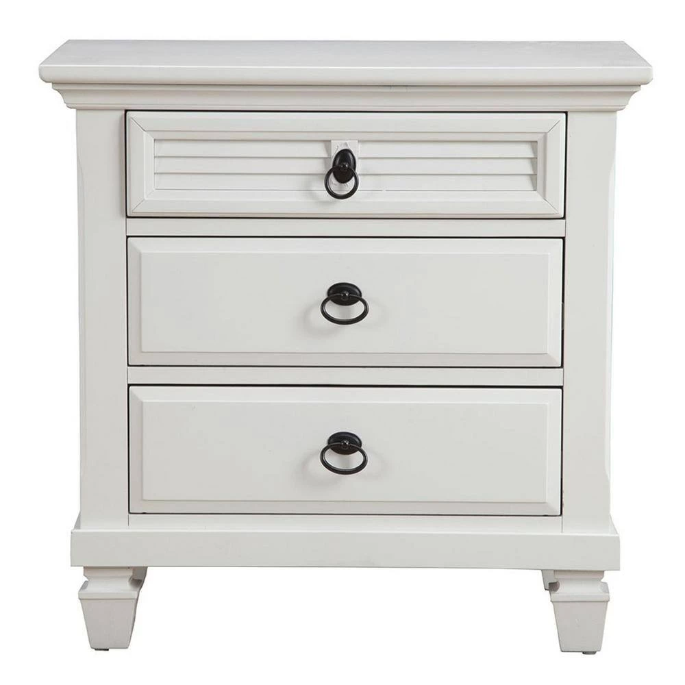 Bernadette 3-Drawer White Finish ( 28 in. H x 28 in. W x 17 in. D ) by HomeRoots 2 Bernadette 3-Drawer White Finish ( 28 in. H x 28 in. W x 17 in. D ) by HomeRoots - Image 2