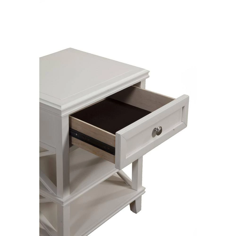 Bernadette 1-Drawer White Finish ( 26 in. H x 21 in. W x 19 in. D ) by HomeRoots 2 Bernadette 1-Drawer White Finish ( 26 in. H x 21 in. W x 19 in. D ) by HomeRoots - Image 2