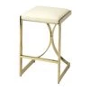Amelia 24 in. H White and Gold Backless Metal Bar Height (28 in. to 33 in.) Bar Stool by HomeRoots