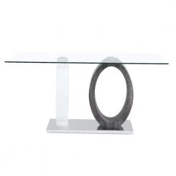 Charlie 63 in. Rectangle White/Grey Glass Top with Wood Frame ( Seats Capacity for 4 ) by HomeRoots