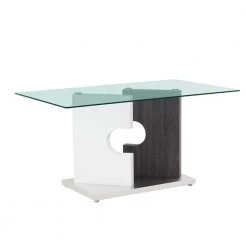 Charlie 36 in. Rectangle White/Grey Glass Top with Metal Frame (Seats-4) by HomeRoots