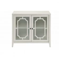 Amelia 34 in White Wood Accent Storage Cabinet by HomeRoots