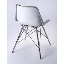 Bernadette White Metal Side Chair by HomeRoots -HomeRoots Sales white homeroots accent chairs 2000389596 4f 1000