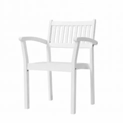 Amelia White Wood Arm Chair Set of 2 by HomeRoots