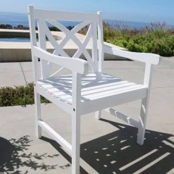 Danielle White Highbacked Solid Wood Arm Chair by HomeRoots -HomeRoots Sales white homeroots accent chairs 2000390011 c3 1000