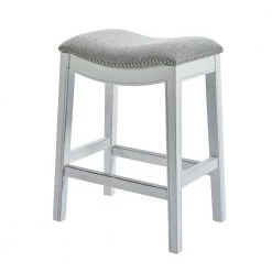 Julia 25.7 in. Backless Bar Stool with Canvas Material Seat in Wood Frame by HomeRoots