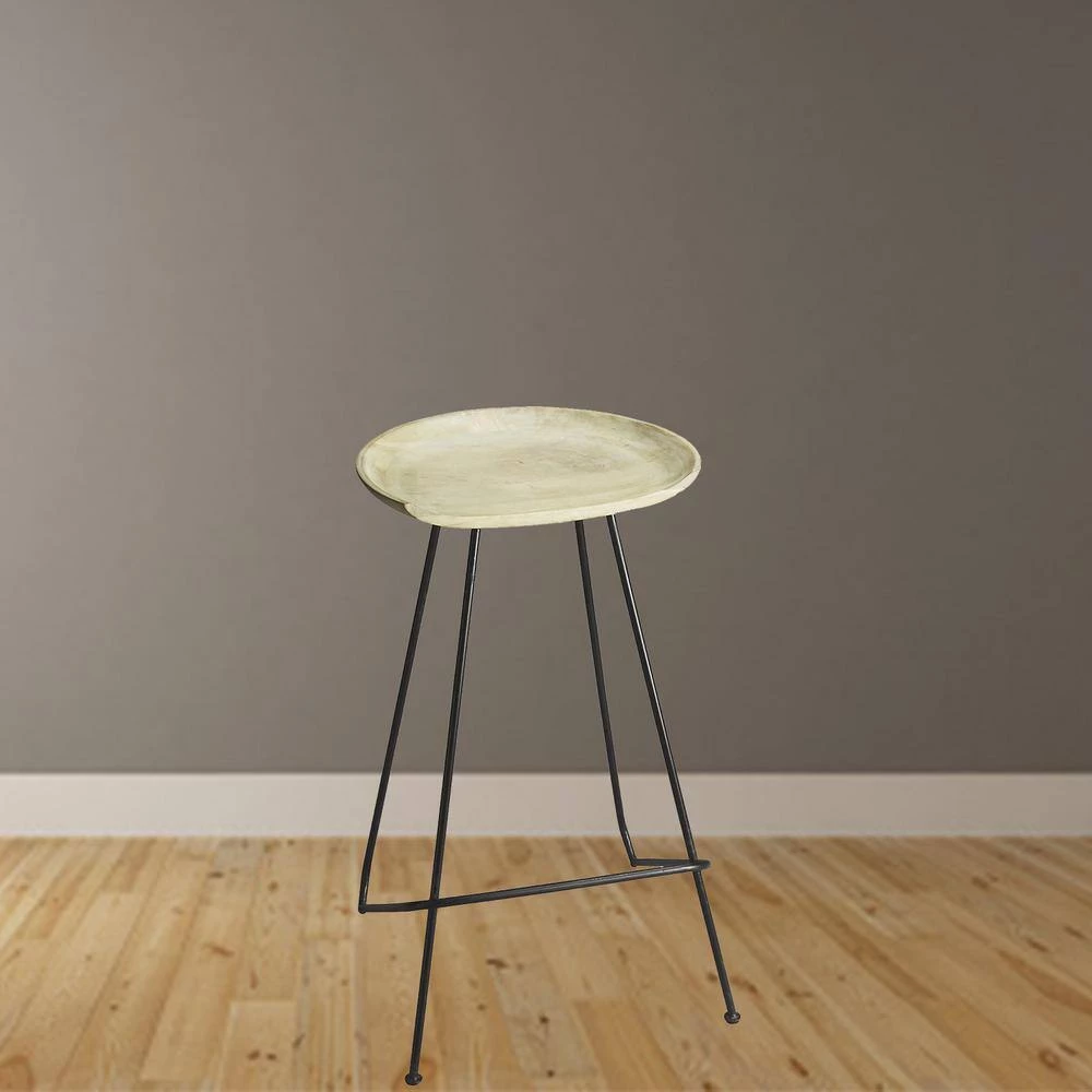 Amelia 31 in. H White Backless Metal/Wood Bar Height (28-33 in.) Bar Stool by HomeRoots 4 Amelia 31 in. H White Backless Metal/Wood Bar Height (28-33 in.) Bar Stool by HomeRoots - Image 4