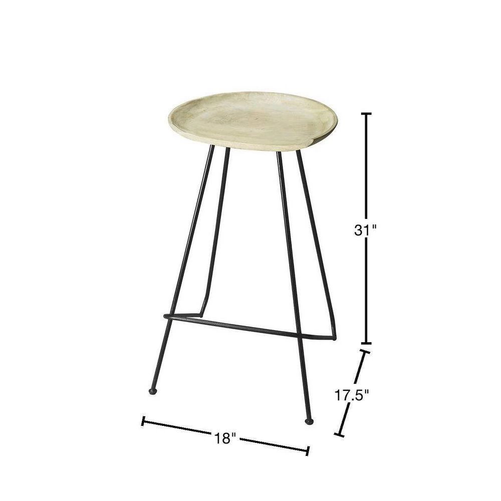 Amelia 31 in. H White Backless Metal/Wood Bar Height (28-33 in.) Bar Stool by HomeRoots 3 Amelia 31 in. H White Backless Metal/Wood Bar Height (28-33 in.) Bar Stool by HomeRoots - Image 3