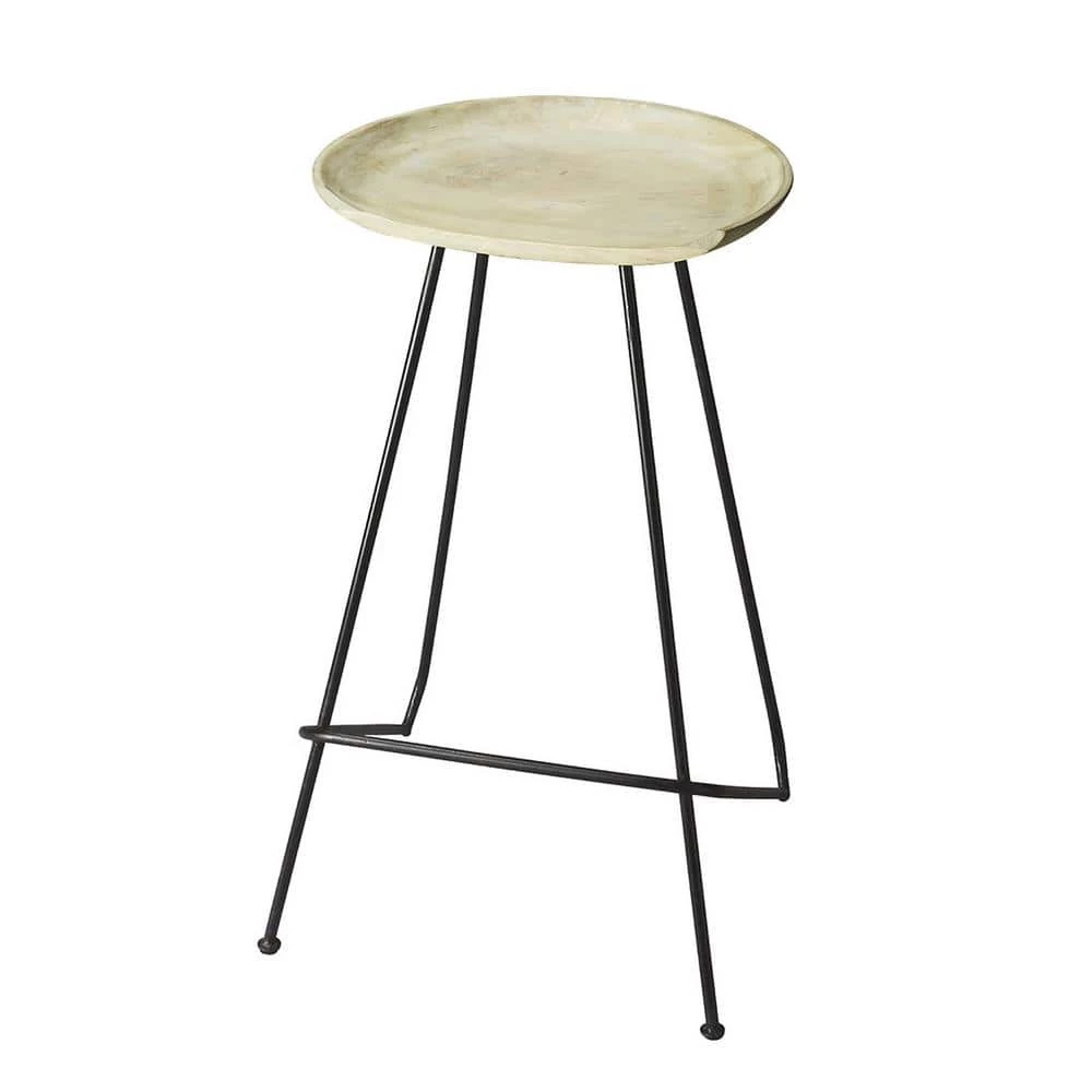 Amelia 31 in. H White Backless Metal/Wood Bar Height (28-33 in.) Bar Stool by HomeRoots 1 Amelia 31 in. H White Backless Metal/Wood Bar Height (28-33 in.) Bar Stool by HomeRoots