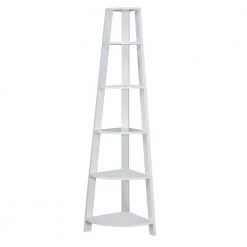 Jasmine 71.25 in.Particle Board White 5-Shelf Bookcase by HomeRoots