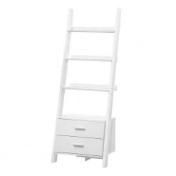 69 in. Jasmine White Particle Board 3-Shelf Bookcase by HomeRoots -HomeRoots Sales white homeroots bookcases bookshelves 332876 44 1000