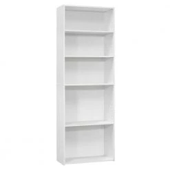 11.75" x 24.75" x 71.25" White 5 Shelves Bookcase by HomeRoots