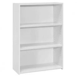 35.5 in. Jasmine White Particle Board 3-Shelf Bookcase by HomeRoots