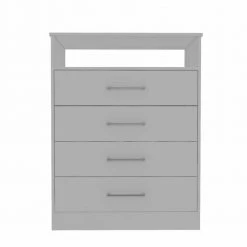 Jordan 4-Drawer White Chest of Drawers 43.2 in. H x 31.4 in. W x 14.7 in. D by HomeRoots