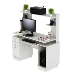 Charlie 48.39 in. H Rectangle White Wood Computer Desk by HomeRoots 9 Charlie 48.39 in. H Rectangle White Wood Computer Desk by HomeRoots -HomeRoots Sales white homeroots computer desks 249812 31 1000