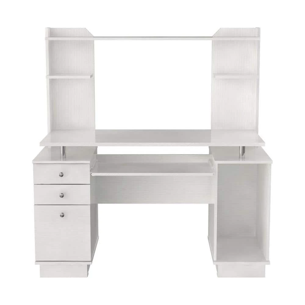 Charlie 48.39 in. H Rectangle White Wood Computer Desk by HomeRoots 1 Charlie 48.39 in. H Rectangle White Wood Computer Desk by HomeRoots