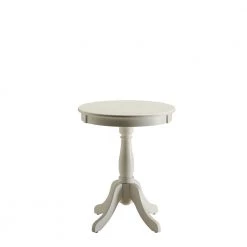 Amelia White Solid Wood Leg Side Table by HomeRoots