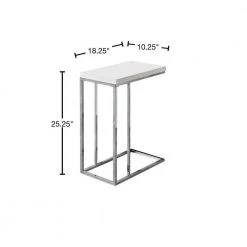 Jasmine 25.25 in. Glossy White with Chrome Metal Accent Table by HomeRoots -HomeRoots Sales white homeroots end side tables 332974 40 1000