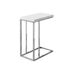 Jasmine 25.25 in. Glossy White with Chrome Metal Accent Table by HomeRoots