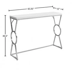 Jasmine 30.5 in. Glossy White MDF and Chrome Metal Accent Table by HomeRoots -HomeRoots Sales white homeroots end side tables 333183 40 1000
