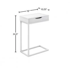 Jasmine 24.5 in. White Metal With A Drawer Accent Table by HomeRoots -HomeRoots Sales white homeroots end side tables 366065 40 1000
