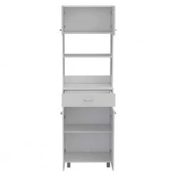 Amelia White Kitchen Cart with Storage by HomeRoots -HomeRoots Sales white homeroots kitchen carts 2000403764 c3 1000