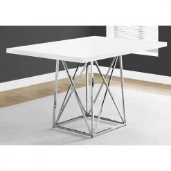 Jasmine White Metal Dining Table for (Seats of 4) by HomeRoots -HomeRoots Sales white homeroots kitchen dining tables 332584 31 1000