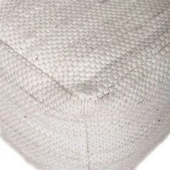 Jordan 16 in. D x 16 in. H x 16 W Chic Chunky White Textured Cotton Pouf by HomeRoots
