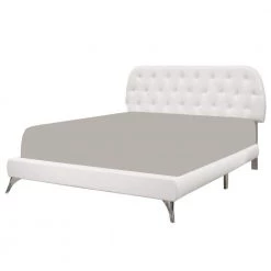 Jasmine White Queen Bed with Upholstered Headboard by HomeRoots