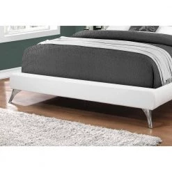 Jasmine White Queen Bed with Upholstered Headboard by HomeRoots -HomeRoots Sales white homeroots panel beds 333329 c3 1000