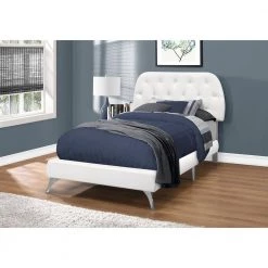 Jasmine 45.25 in. White Twin Absolute Relaxation Day Bed by HomeRoots -HomeRoots Sales white homeroots panel beds 333330 31 1000
