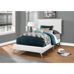 47.25 in. Jasmine White Twin Relaxation And Comfort Day Bed by HomeRoots -HomeRoots Sales white homeroots platform beds 333315 31 1000