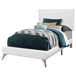 47.25 in. Jasmine White Twin Relaxation And Comfort Day Bed by HomeRoots -HomeRoots Sales white homeroots platform beds 333315 44 1000