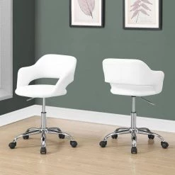 Jasmine 1-Piece White Office Chair by HomeRoots -HomeRoots Sales white homeroots task chairs 333468 31 1000