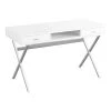 23.75" x 47.25" x 29.25" White Chrome Particle Board Metal Computer Desk by HomeRoots
