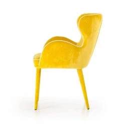 Valerie Yellow Fabric and Metal Dining Chair (Set of 1) by HomeRoots -HomeRoots Sales yellow homeroots dining chairs 283127 1f 1000